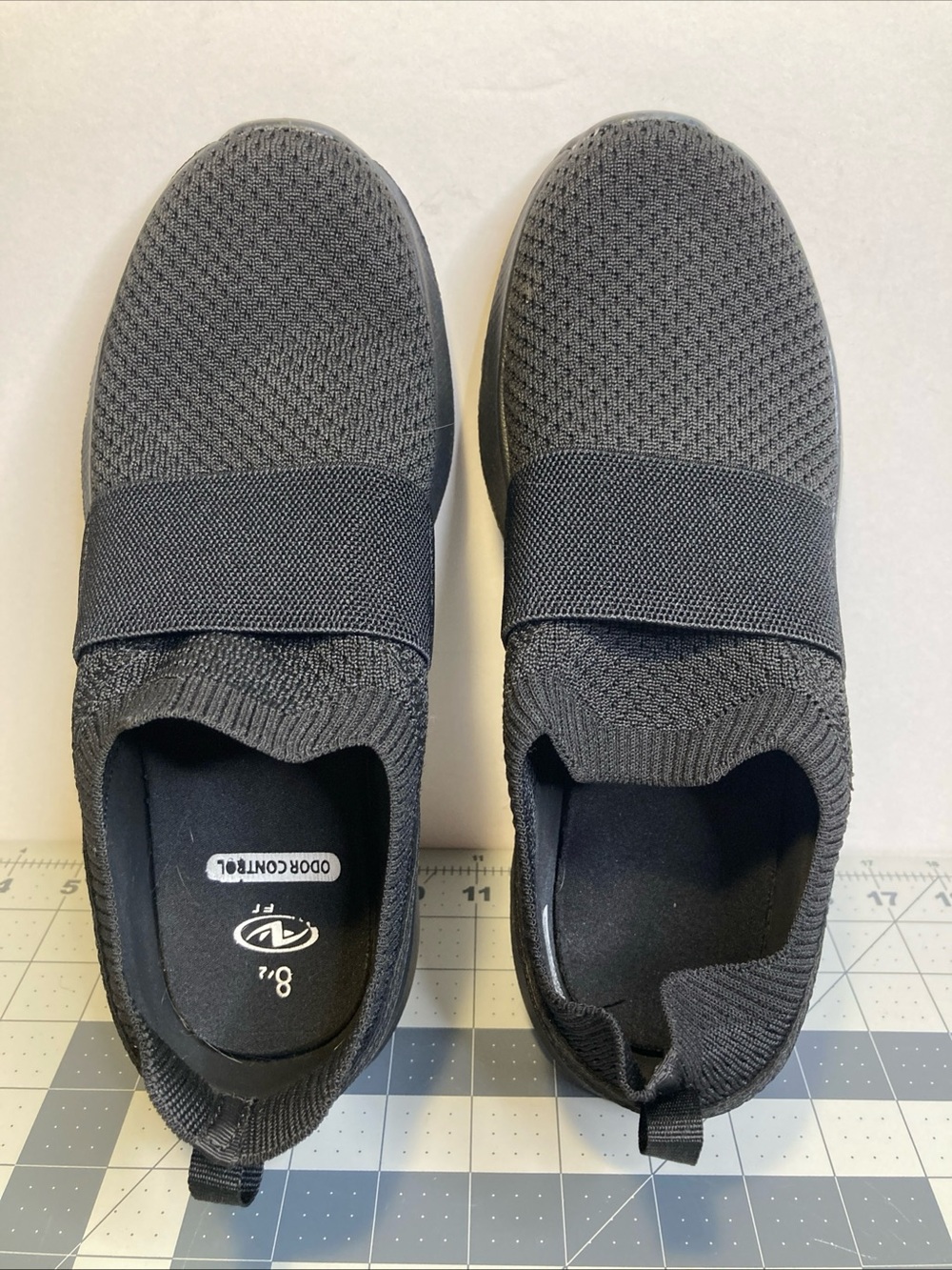 Athletic Works Women's Size 8.5 Comfort Slip On Sneaker Black Textured Shoes